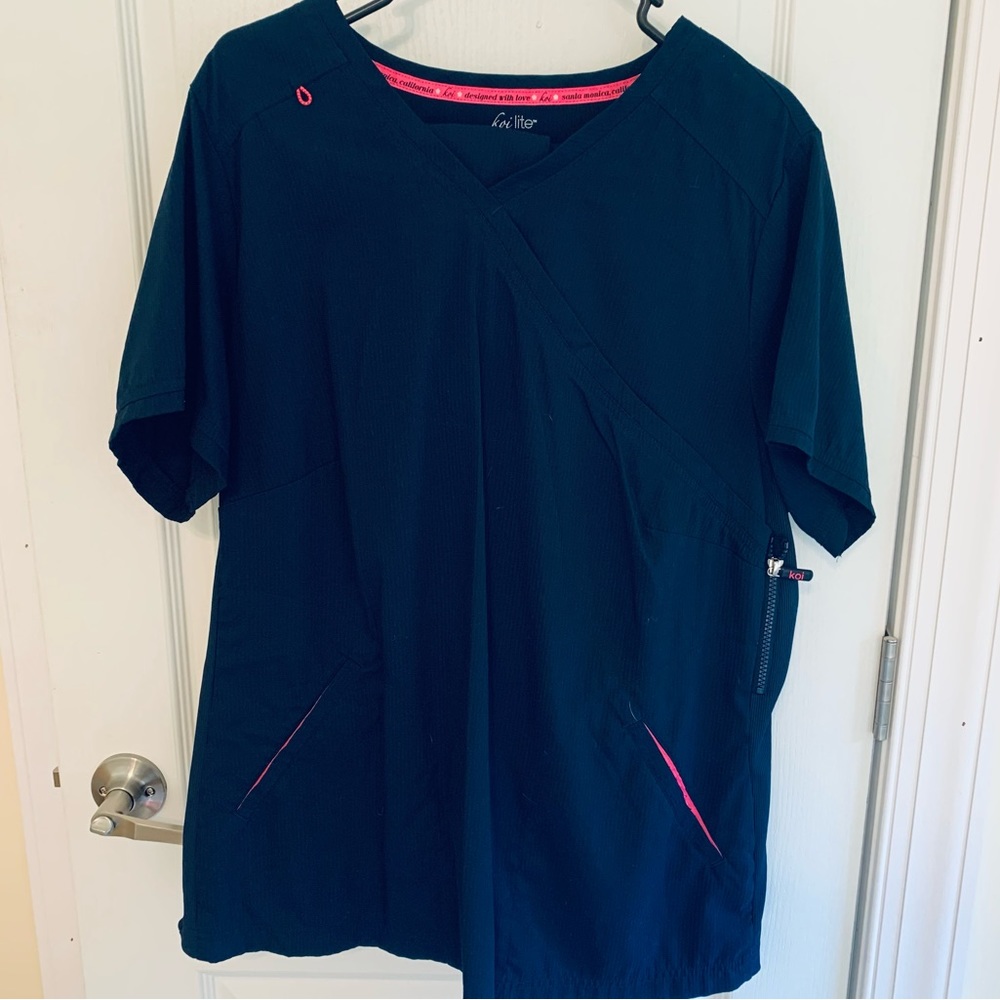 Koi Lite Navy Blue Scrubs Set Top Size 2XL Pant Size XL